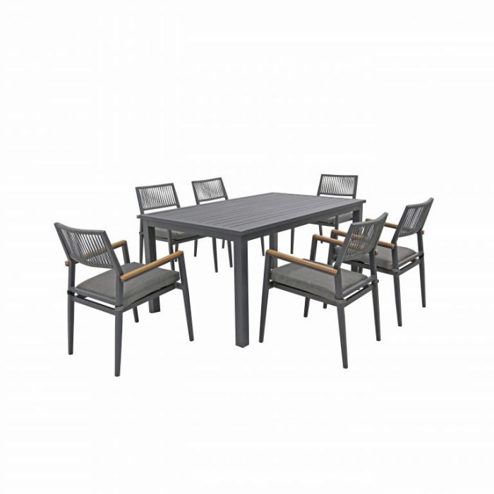 FP Collection Palm Cove Outdoor 6 Seater Dining Rope Black  ] 184728 - Flower Power