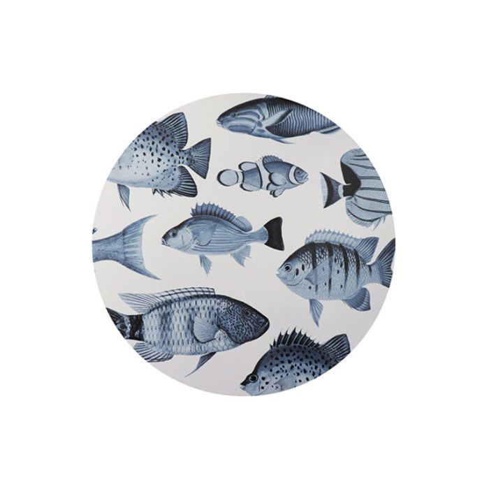 Madras Link Fish Round Placemat Blue  ] 9320947167415 - Flower Power